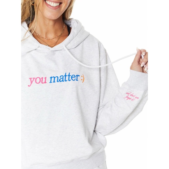 The Mayfair Group Tops - The Mayfair Group You Matter Cropped Hoodie in Ashley Grey Size S/M